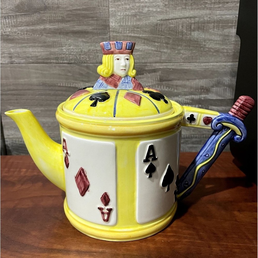 Vintage Fitz and Floyd Omnibus King Playing Cards ACES Tea Pot (25 oz) 1993